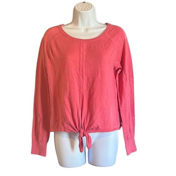 Sanctuary Pink Cotton Blend Front Tie Long Sleeves Sweater Size XS Oversized - Picture 1 of 8